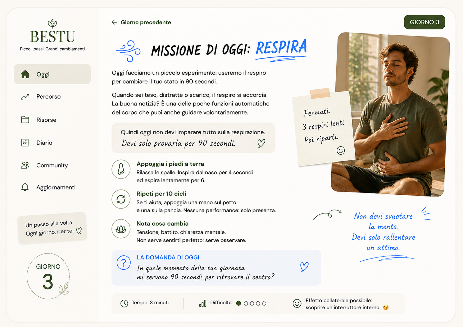 Esempio di una giornata in BESTU: Giorno 3, Respira